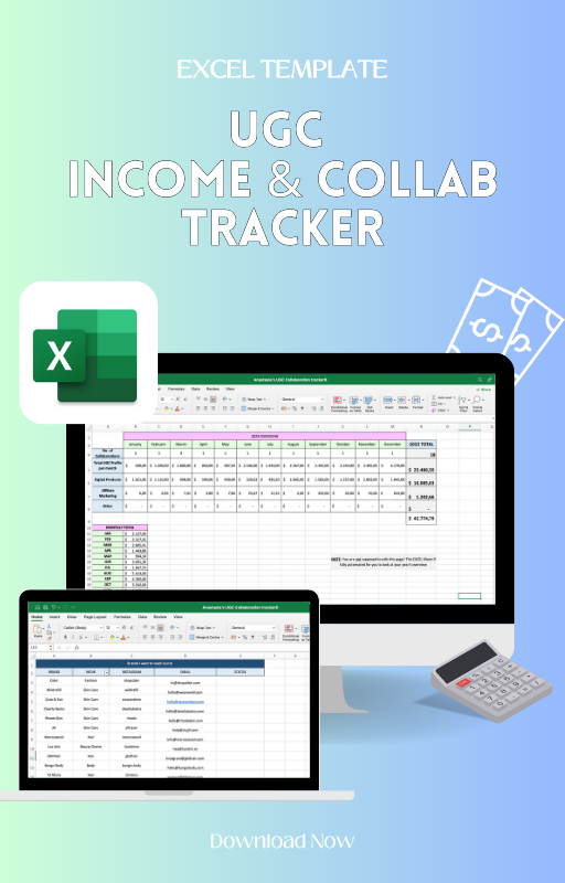 EXCEL UGC Collaboration & Income Tracker Template
